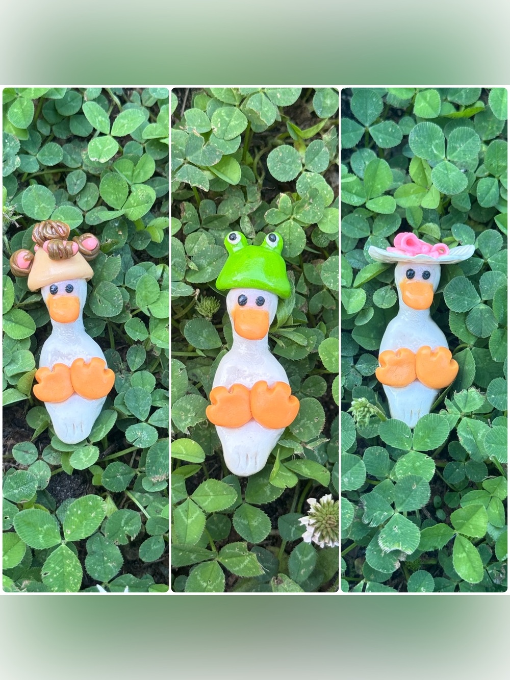 Mini Goose Figurine with 3 Interchangeable Hats